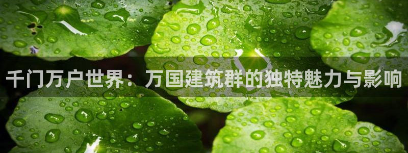 顺盈娱乐主管劳判官333OO：千门万户世界：万国建筑群的独特魅力与影响